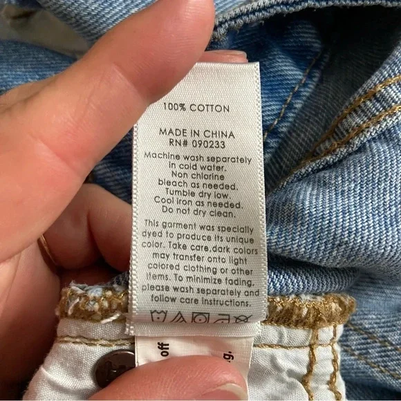 PacSun Distressed Two Toned Frayed Hem Denim Jean Skirt Size 26 Y2K - Picture 7 of 7